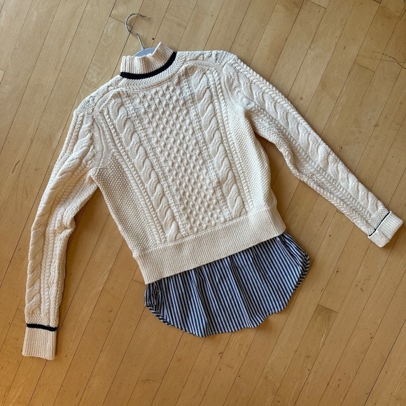 Veronica Beard Cream cable Mock layered sweater, XS, GD1080 - Picture 9 of 9